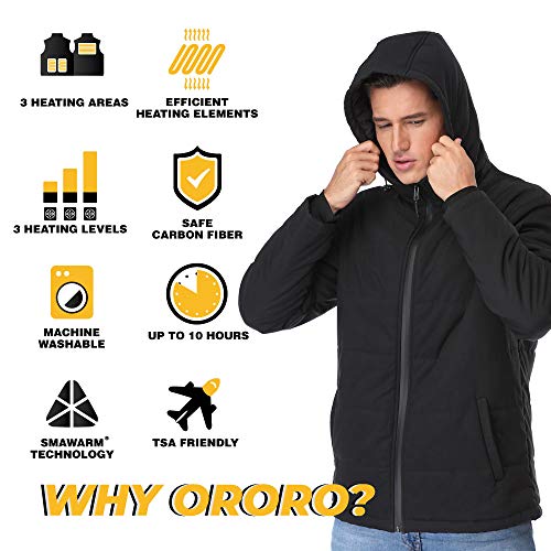 ORORO Men's Lightweight Padded Heated Jacket with SMAWARM Insulation