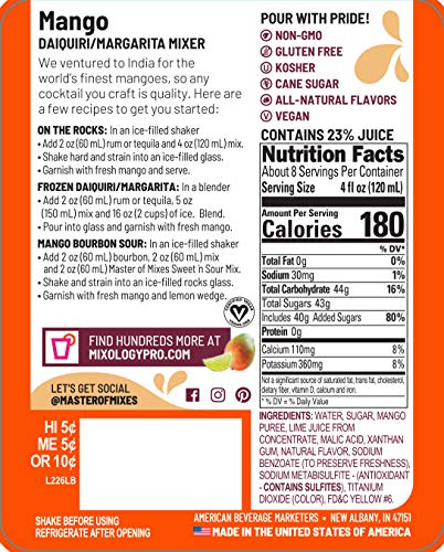 Master of Mixes Mango Daiquiri / Margarita Drink Mix, Ready to Use, 1 Liter Bottle (33.8 Fl Oz), Pac - //coolthings.us