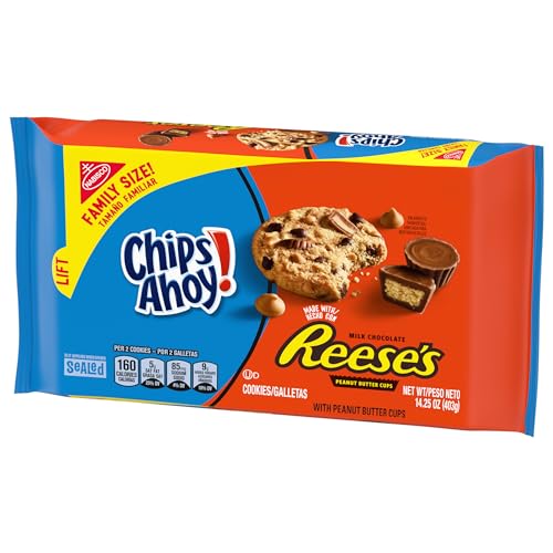 CHIPS AHOY! REESE’S PEANUT BUTTER CUP CHOCOLATE CHIP COOKIES, FAMILY SIZE, 14.25 OZ