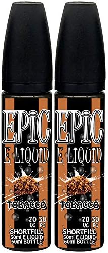 Twin Pack - 2X Tobacco E Liquid 70/30 Shortfill Vape Juice High VG Premium E-Liquid No Nicotine 0mg Short Fill Shortfilled Shisha eJuice Ecig Ecigarette Sub Ohm E Cigarette Juice (EPIC E LIQUID)