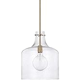 HomePlace Lighting 325712AD Crawford Urban/Industrial Clear Seeded Glass Jar Pendant Light, 1-Light 100 Watt, 15" H x 12" W, 