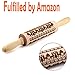 Christmas Wooden Rolling Pins,XYGGOO Wooden Engraved Embossing Rolling Pin with Christmas Deer Pattern for Baking Embossed Cookies,Rolling Pin Kitchen Tool for Kids and Adults to Make Cookie Dough