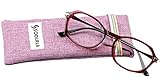 SOOLALA Womens Fashion Designer Diamond Cut Edge Oval Frame Reading Glasses