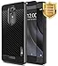 REVVL Plus Case (T-Mobile) with [Full Coverage Tempered Glass Screen Protector], NageBee [Frost Clear] [Carbon Fiber] Slim Soft Protective Cover Case For REVVL Plus 3701A (6 inch) -Black