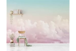 Beautiful Pink Sky Clouds 3D Wall Mural,Removable Peel And Stick Art Decor Paintings Large Wallpaper Mural For Bedroom Living
