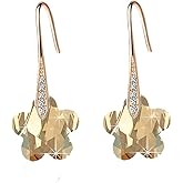 Austrian Crystal Flower Drop Dangle Earrings for Women Fashion 14K Gold Plated Hypoallergenic Jewelry