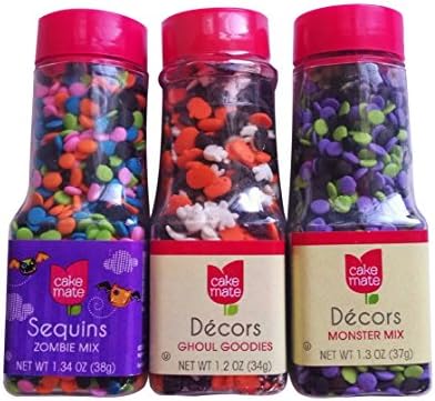 Cake Mate Halloween Sprinkles Variety Pack, Zombies, Ghouls &amp; Monsters, Pack of 3