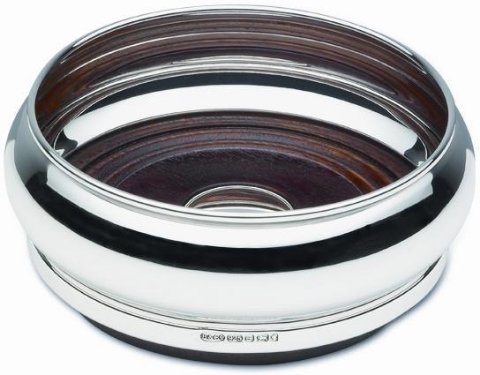 New Sterling Silver Wine/Bottle Barrel Coaster - 4" - Boxed