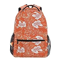 YICHENGG Fashion Personalized Sports School Backpack Hawaiian Pattern With Tropical Climate Hibiscus Flowers Abstract Summer Flourish Outdoor Travel Hiking Daypack Big Capacity Laptop Bag