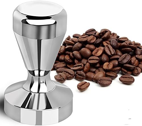 Espresso Tamper - Premium Barista Coffee Tamper with wood &amp; Stainless Steel Base (silver-58mm)