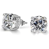 ADAIER Hypoallergenic Cubic Zirconia Stud Earrings for Women & Men 24K Gold Plated Sterling Silver Post, Big Brilliant CZ Simulated Diamond Halo Studs Sensitive Ear Friendly Fashion Jewelry Gift (SE-30F)