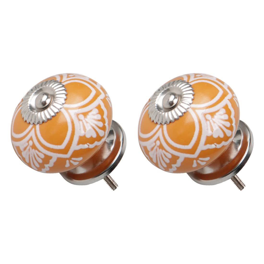 sourcing map 2pcs Ceramic Knobs Vintage Knob Drawers Round Pull Handle Furniture Cupboard Wardrobe Dresser Door Decorative, Yellow