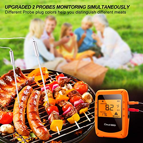 Beaspire Bluetooth Meat Thermometer for Grilling with APP (2 Probes) Digital Wireless Remote Grill BBQ Smoker Thermometer Oven Safe for Smokers Kitchen Food Cooking