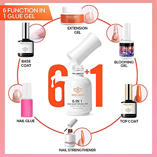 Modelones Nail Tips and Glue Gel Kit, Ultra Portable LED Nail Lamp
