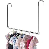 HDbonemu Closet Hanging Rod, Adjustable Width and Height Space-Saving Clothes Hanging Bar, 1 Pack Chrome