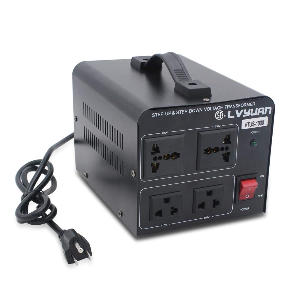 Voltage Transformer Converter 1000 Watt Step Up/Down Convert from 110-120 Volt to 220-240 Volt and from 220-240 Volt to 110-120 Volt with 2 US Outlets, 2 Universal Outlets