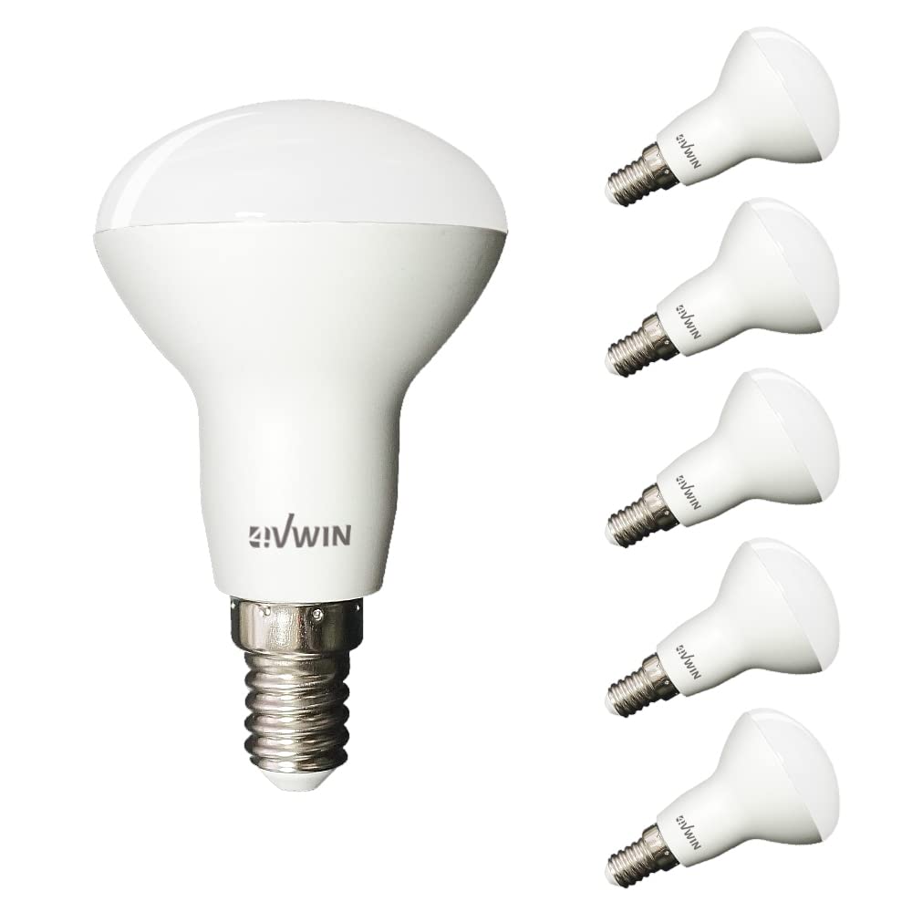 4vwin R50 Reflector E14 LED Light Bulb 5W 6000K Warm White 420lm 40W Equivalent 6-Pack (6, Cold White 6000K)