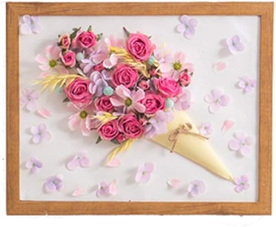 Summerone Cadre Photo En Bois Avec Fleurs Artificielles Decoration Murale Decoration Murale Decoration De Mariage Amazon Fr Cuisine Maison