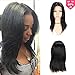 Fave Straight Human Hair Lace Part Wigs within 4x4 Lace Closure for Women 130% Density 16Inch (#1B)