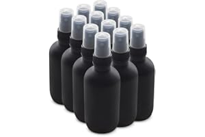 The Bottle Depot - 12 Pack - 4 oz Glass Spray Bottle - Black Frosted - 22-400 Neck Finish - Boston Round Bottles - UV Rays Protection