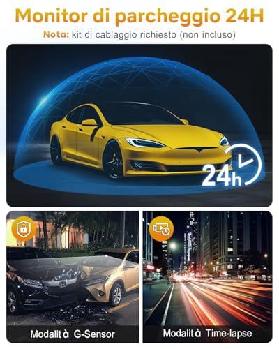 GKU 4K Car Dash Cam with UHD 2160P, Dashcam Car with WiFi 5.8GHz, 64G SD Card, 24H Parking Monitor, Super Night Vision, 170° Wide Angle, WDR, G-Sensor, Loop Recording, Max 256G
