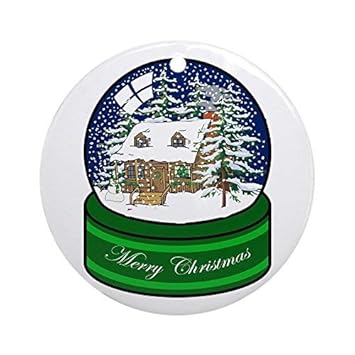 Amazon Com Oswaldo Log Cabin Snow Globe Ornament Round Holiday