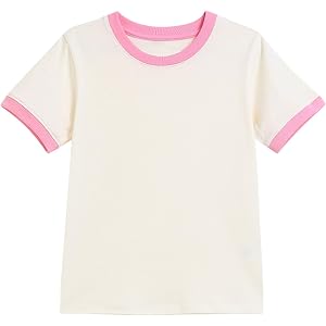 Boys Ringer T-Shirt Soft Cotton Blend Retro Athletic Tee Girls Vintage Contrast Trim Sports Top School Preppy Summer Tshirts