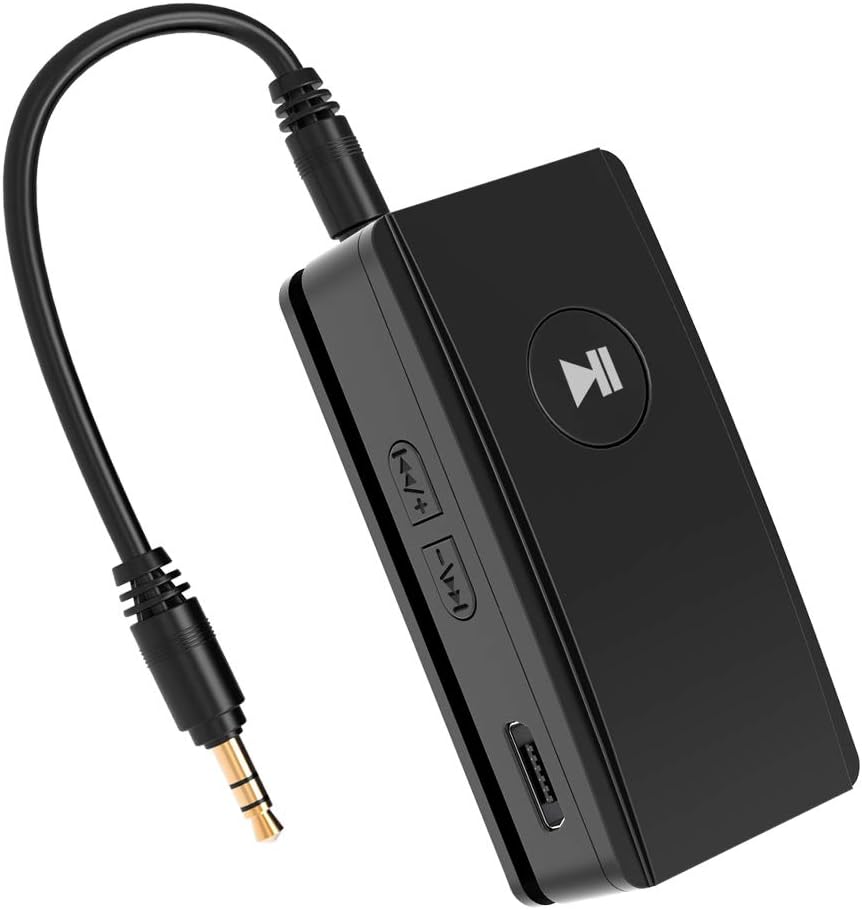 Bluetooth 4.2 Receiver, GREHOME Hands-Free Calls Car Kit, Portable Wireless Bluetooth Audio Adapter with HiFi Stereo for Headset/ Car / Home Audio System & TV with 3.5mm Audio Cable Adapter Output