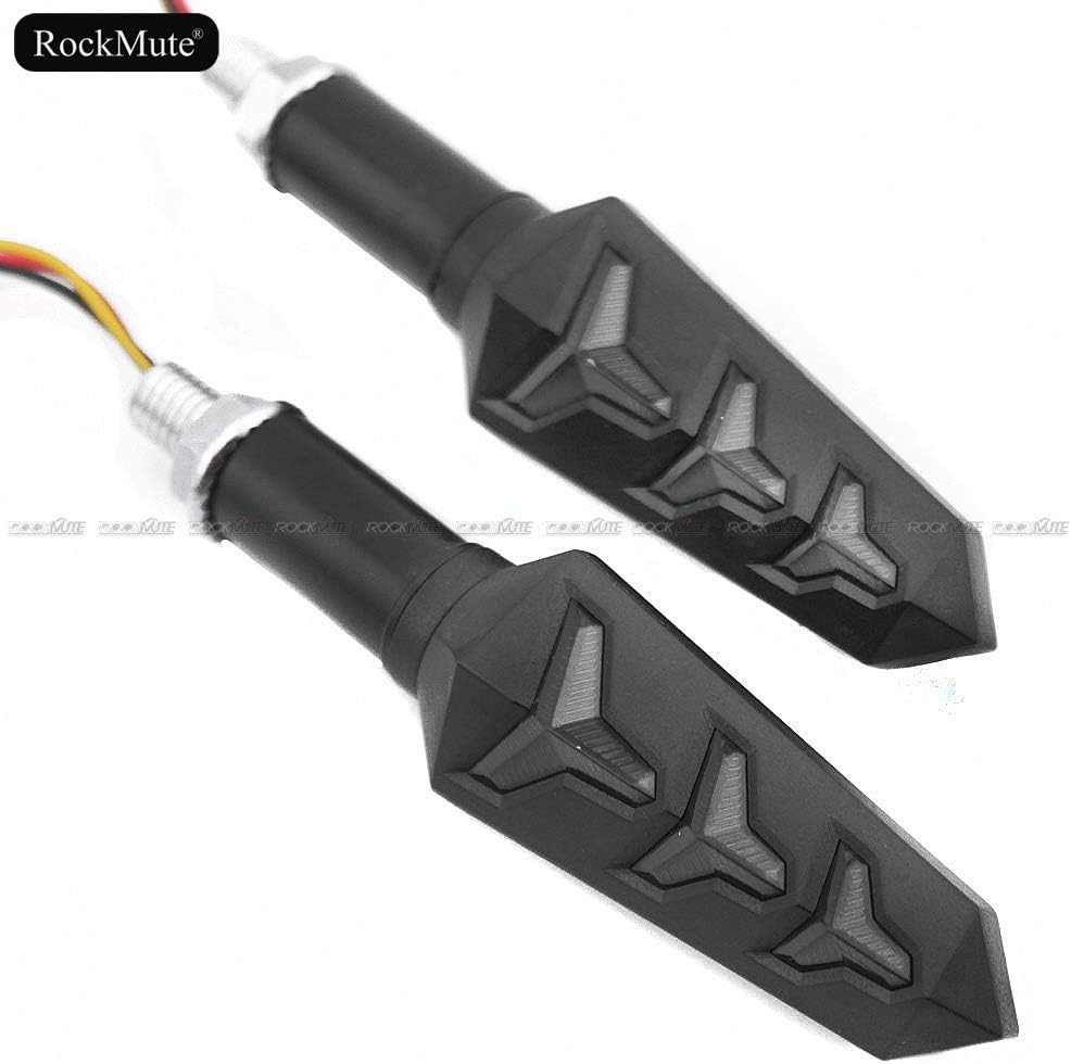 For KAWASAKI ZRX 1200 KLR 650 ER-6N ER-6F 2009-2017 Motorcycle Front or Rear Sequential LED Turn Signals Flowing Water Blinker Flashing Bendable Lights Auto Tail Flasher Indicator Lamp