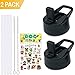 Luzhi Straw Lid for Hydro Flask Wide Mouth - Leak Proof and Durable Caps for Tumbler, Water Bottles and Metal Flasks - Hydroflask Covers for Sports, Exercises and Fitness - 2 Lids, 4 Straws, 2 Cleaner