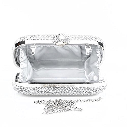 Mantian Womens Luxury Special Crystals Beaded Evening Clutch Bag (silver)