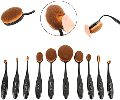 TOBETE Rayon Foundation Brush Toothbrush Type Powder Blusher Makeup Brush Cosmetics Tool Set 10 Pcs