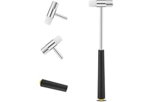 EUPHHONYCS Dual Head Small Hammer - 6.88 Inch Plastic & Metal Mini Jewelry Hammer for DIY Crafts, Watches, Tuning, Leather, Woodworking, Musical Instruments