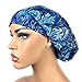 Women's Surgical Scrub Hat Nurse Ponytail Adjustable Euro Bouffant Blue Oil Bohemian DK Scrub Hats