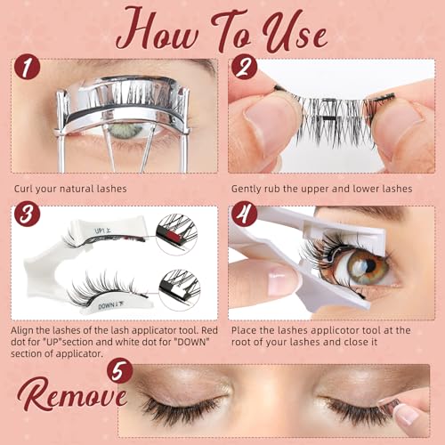 Higu Clace Kit Di Ciglia Magnetiche Con Applicatore, Ciglia Magnetiche Naturali Senza Colla, Facili Da Indossare Per Principianti (Stile HI)