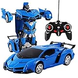 Sandistore Transform Car Robot, Interactive Robot Deformation Car Model Toy for Children, Transforming Robot Remote Control Car with One Button Transformation & 360 Speed Drifting