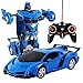 Sandistore Transform Car Robot, Interactive Robot Deformation Car Model Toy for Children, Transforming Robot Remote Control Car with One Button Transformation & 360 Speed Drifting (Blue)
