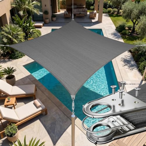 Amgo 19' x 29' Grey Rectangle Super Ring Sun Shade Sail for Patio Backyard at Amazon