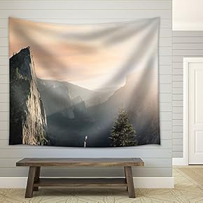Grand View of Mountains in The Morning - Fabric Wall Tapestry Home Decor - 51x60 inches
