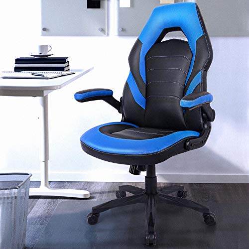 RIMIKING Gaming Chair Racing Computer Desk Executive Office Chair, 360°Swivel Flipup Arms