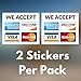 Credit Card Vinyl Sticker Decal - 2 Pack - We Accept - Visa, MasterCard, Amex and Discover - 3.5