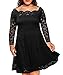 Nemidor Women's Vintage Floral Lace Sleeved Plus Size Cocktail Formal Swing Dress
