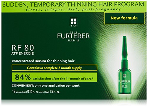 Rene Furterer RF 80 ATP Energie Concentrated Serum, Sudden Temporary Thinning Hair, Drug Free, 0.16 oz. x 12 Vials (The Best Product For Thinning Hair)