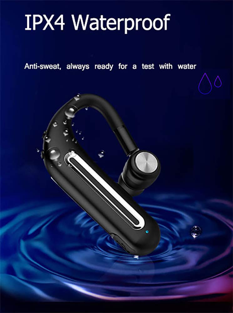 SLUB True Wireless Bluetooth 4.2 Single Waterproof Earbud with Lightweight Microphone HD Stereo 15 Hours Play Time Noise Cancelling Ear-Hook Sport Headset for Cell Phone(Black)