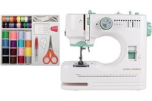 Astrowinter Mini Sewing Machine for Beginner (Sewing Supplies set included) - Small Sewing Machines with Two Needle Types, Tw