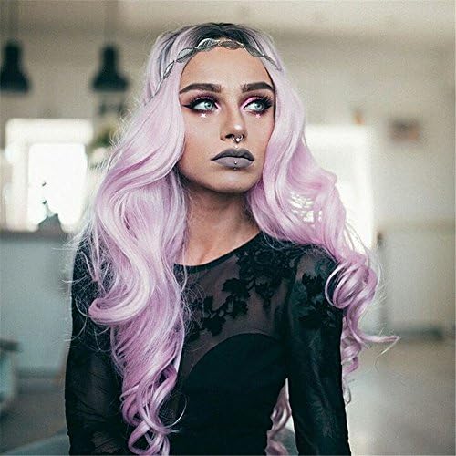 Musegetes Ombre Pink Body Wave Synthetic Lace Front Wigs Heat Resistant For Women HS2011