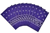 T&Z 100% Cotton 12 Pack Fine Bandanas Professional Factory Manufactured (Purple)