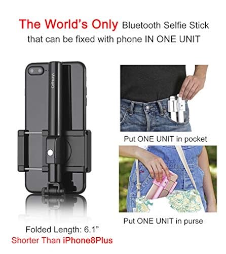 Mini Selfie Stick Tripod, Extendable Phone Selfie Stick with built-in  Wireless Remote and Detachable Mini Trip