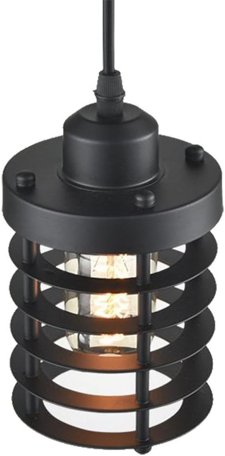 WINSOON 3 Pack Pendant Light Fixture Mini Rustic Metal Cage Hanging Lighting (Black, 3Pack) - - 