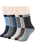 Men's Merino Wool Socks-6 Pack Thermal Outdoor Hiking Stripe Crew Socks